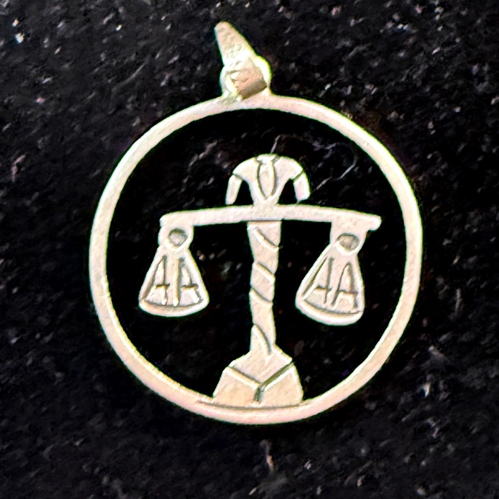 Vintage Taxco Mexico Sterling Silver Libra Zodiac Scales Pendant Astrology